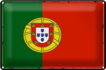 Drapeau en étain du Portugal, 30x20cm, drapeau rétro du Portugal 1