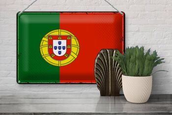 Drapeau en étain du Portugal, 30x20cm, drapeau rétro du Portugal 3