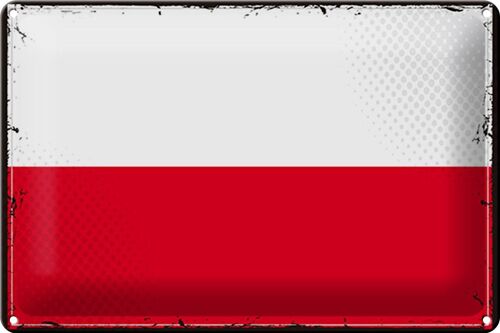 Blechschild Flagge Polen 30x20cm Retro Flag of Poland