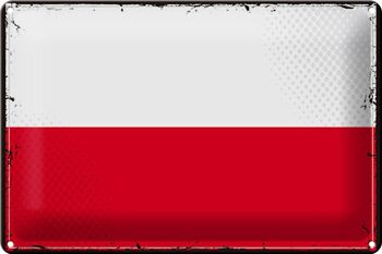 Drapeau en étain de la Pologne, 30x20cm, drapeau rétro de la Pologne 1