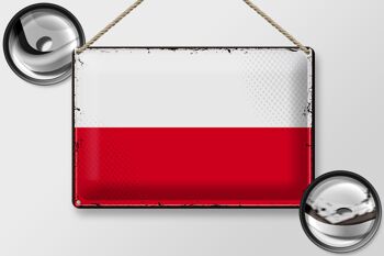 Drapeau en étain de la Pologne, 30x20cm, drapeau rétro de la Pologne 2
