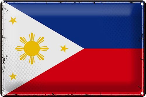 Blechschild Flagge Philippinen 30x20cm Retro Philippines