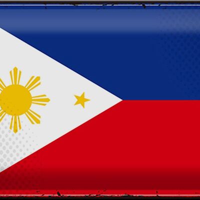 Cartel de chapa con bandera de Filipinas, 30x20cm, Retro, Filipinas