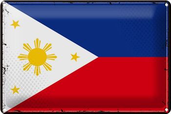 Drapeau en étain des Philippines, 30x20cm, rétro, Philippines 1