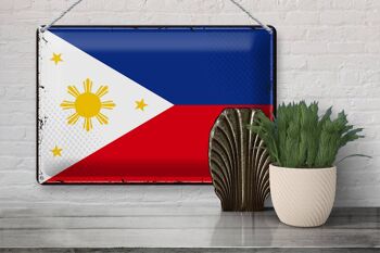 Drapeau en étain des Philippines, 30x20cm, rétro, Philippines 3