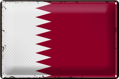 Blechschild Flagge Katar 30x20cm Retro Flag of Qatar