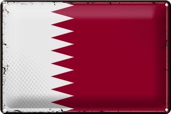 Signe en étain drapeau du Qatar 30x20cm, drapeau rétro du Qatar 1