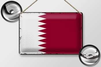 Signe en étain drapeau du Qatar 30x20cm, drapeau rétro du Qatar 2