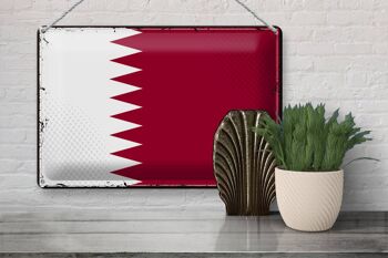 Signe en étain drapeau du Qatar 30x20cm, drapeau rétro du Qatar 3