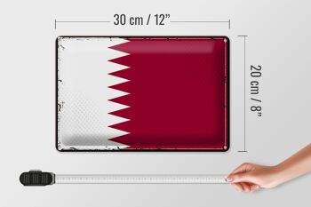 Signe en étain drapeau du Qatar 30x20cm, drapeau rétro du Qatar 4