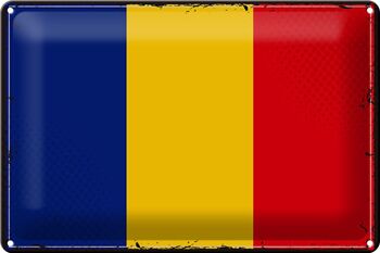 Drapeau en étain de la Roumanie, 30x20cm, drapeau rétro de la Roumanie 1