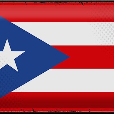 Cartel de chapa Bandera de Puerto Rico 30x20cm Retro Puerto Rico