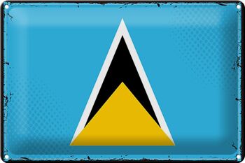 Signe en étain drapeau Sainte-Lucie 30x20cm rétro Sainte-Lucie 1