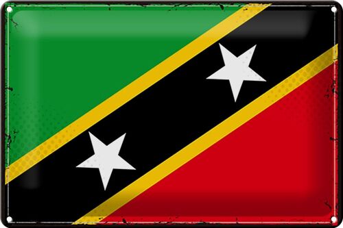 Blechschild Flagge St. Kitts und Nevis 30x20cm Retro Flag