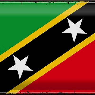 Signe en étain drapeau St. Drapeau rétro Kitts et Nevis 30x20cm