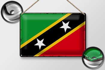 Signe en étain drapeau St. Drapeau rétro Kitts et Nevis 30x20cm 2