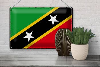 Signe en étain drapeau St. Drapeau rétro Kitts et Nevis 30x20cm 3