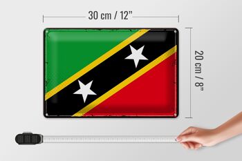 Signe en étain drapeau St. Drapeau rétro Kitts et Nevis 30x20cm 4