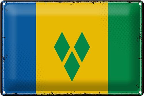 Blechschild Flagge Saint Vincent Grenadinen 30x20cm Retro