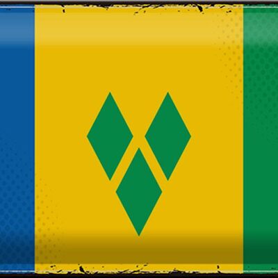 Targa in metallo Bandiera Saint Vincent Grenadine 30x20 cm Retro