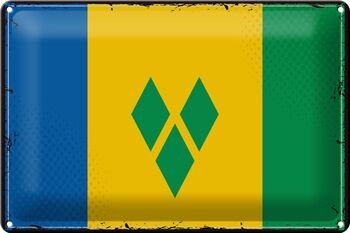 Drapeau en étain rétro de Saint-Vincent Grenadines, 30x20cm 1