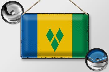 Drapeau en étain rétro de Saint-Vincent Grenadines, 30x20cm 2