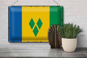 Drapeau en étain rétro de Saint-Vincent Grenadines, 30x20cm 3