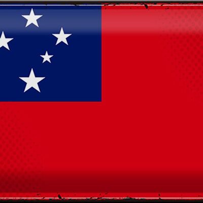 Signe en étain drapeau des Samoa 30x20cm drapeau rétro des Samoa