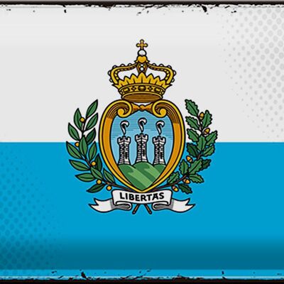 Signe en étain drapeau Saint-Marin 30x20cm rétro Saint-Marin