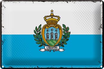 Signe en étain drapeau Saint-Marin 30x20cm rétro Saint-Marin 1