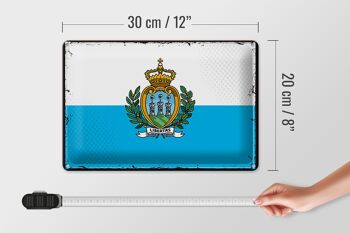 Signe en étain drapeau Saint-Marin 30x20cm rétro Saint-Marin 4