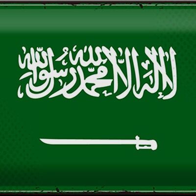 Cartel de chapa con bandera de Arabia Saudita, 30x20cm, Retro, Arabia Saudita