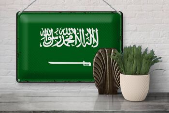 Signe en étain drapeau de l'arabie saoudite, 30x20cm, rétro, arabie saoudite 3