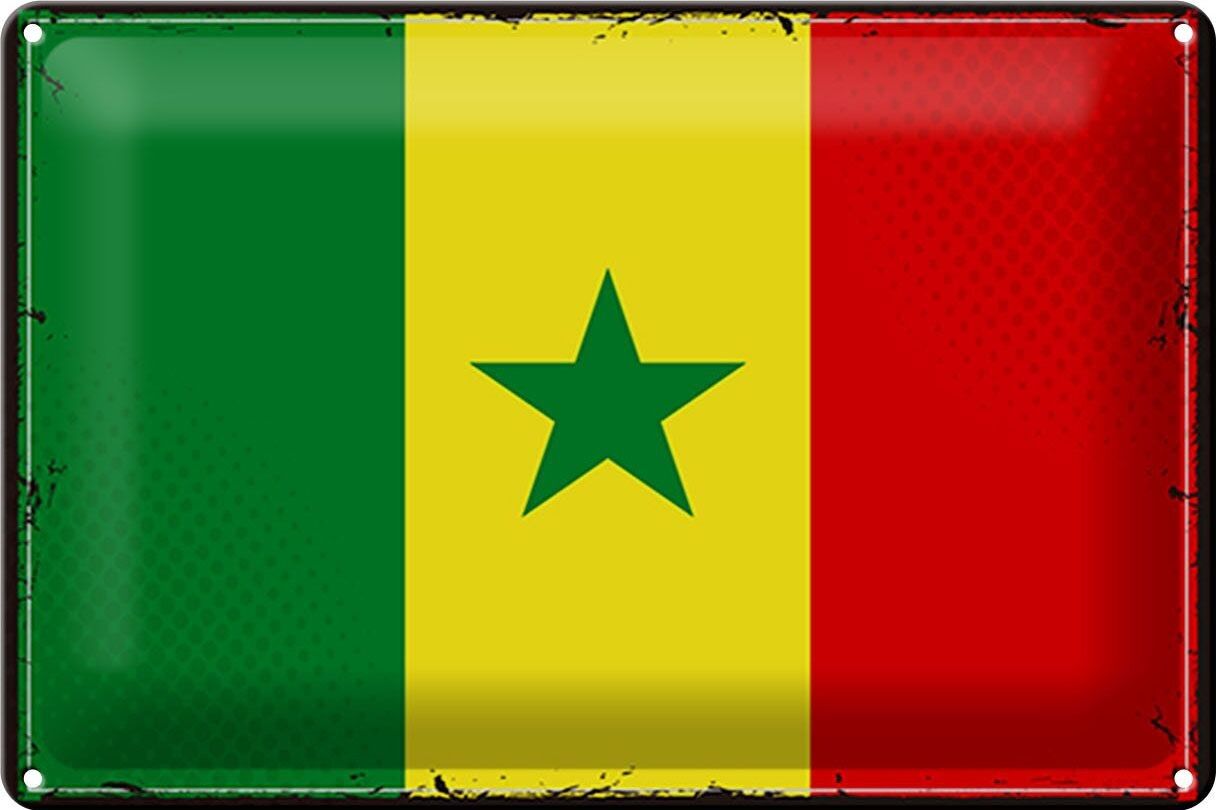 Cartel de chapa Bandera de Senegal 30x20cm Bandera Retro de Senegal