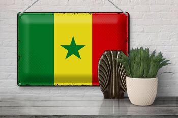 Signe en étain drapeau du Sénégal 30x20cm drapeau rétro du Sénégal 3