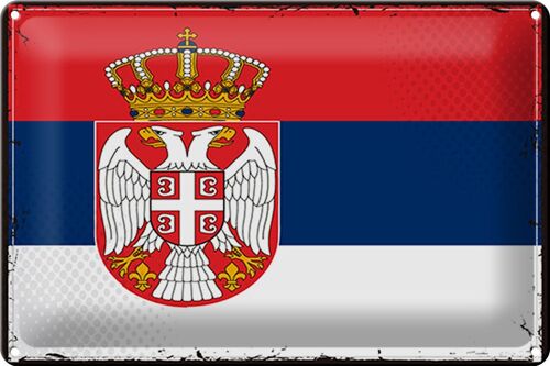 Blechschild Flagge Serbien 30x20cm Retro Flag of Serbia