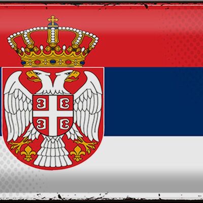 Targa in metallo Bandiera Serbia 30x20 cm Bandiera retrò della Serbia
