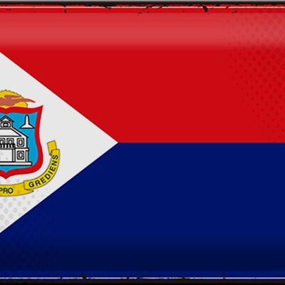 Targa in metallo bandiera Sint Maarten 30x20 cm Retro Sint Maarten