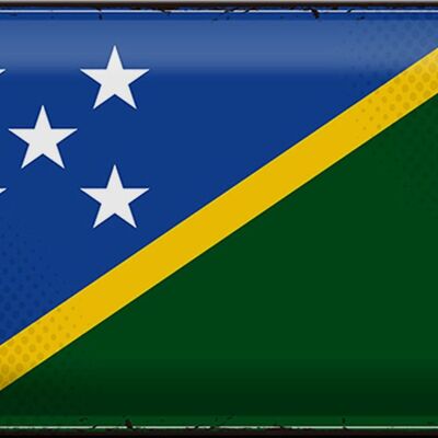Cartel de chapa con bandera de las Islas Salomón, 30x20cm, Retro, Islas Salomón