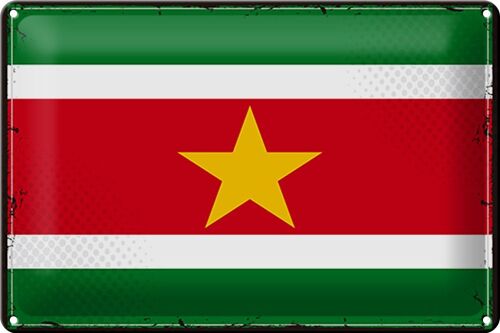 Blechschild Flagge Suriname 30x20cm Retro Flag of Suriname