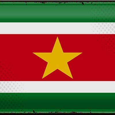 Blechschild Flagge Suriname 30x20cm Retro Flag of Suriname
