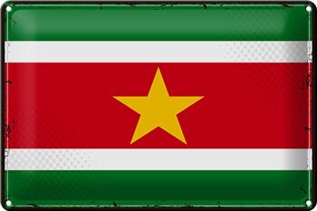 Drapeau en étain du Suriname, 30x20cm, drapeau rétro du Suriname 1