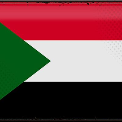 Targa in metallo Bandiera Sudan 30x20 cm Bandiera retrò del Sudan