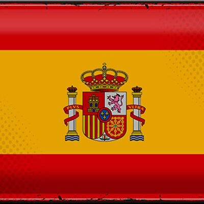 Targa in metallo Bandiera Spagna 30x20 cm Bandiera retrò della Spagna