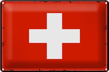 Signe en étain drapeau suisse 30x20cm, drapeau rétro suisse 1