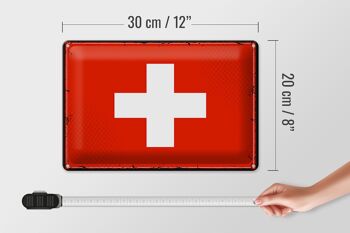 Signe en étain drapeau suisse 30x20cm, drapeau rétro suisse 4