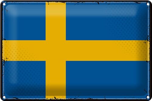 Blechschild Flagge Schweden 30x20cm Retro Flag of Sweden