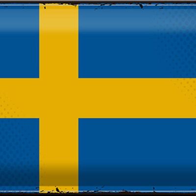 Targa in metallo Bandiera Svezia 30x20 cm Bandiera retrò della Svezia