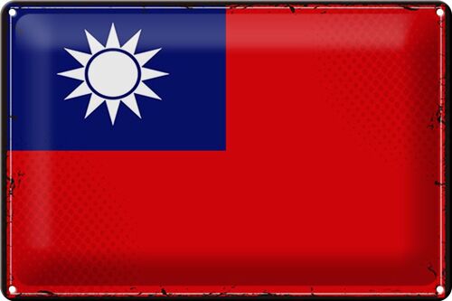 Blechschild Flagge China 30x20cm Retro Flag of Taiwan