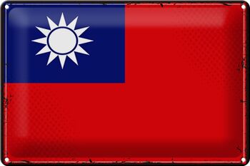 Drapeau en étain de la Chine, 30x20cm, drapeau rétro de Taiwan 1